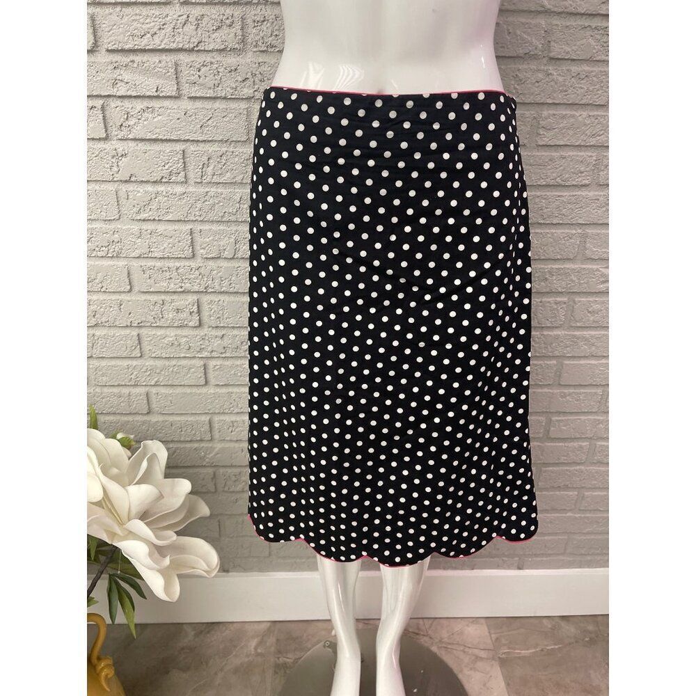 Sam Ty Women Black & White Polka Dot Scallop Hem Skirt Size 14